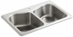Cheap ✨ KOHLER Staccato™ 33 x 22 in. 1-Hole Stainless Steel Double Bowl Drop-in Kitchen Sink with Sound Dampening 🥰