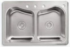 Best Pirce 👏 KOHLER Staccato™ 33 x 22 in. 4-Hole Stainless Steel Double Bowl Drop-in Kitchen Sink with Sound Dampening ✔️ -Kitchen and bathroom Sale Query 330