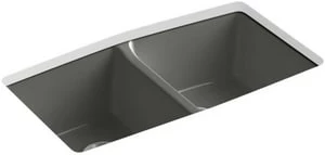 New 🔥 KOHLER Brookfield™ 33 x 22 in. 5 Hole Cast Iron Double Bowl Undermount Kitchen Sink in Thunder™ Grey 🎉 3 New 🔥 KOHLER Brookfield™ 33 x 22 in. 5 Hole Cast Iron Double Bowl Undermount Kitchen Sink in Thunder™ Grey 🎉