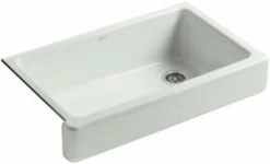 Deals 💯 KOHLER Whitehaven® 35-1/2 x 21-9/16 in. Cast Iron Single Bowl Farmhouse Kitchen Sink with Short Apron in Sea Salt™ 🔥