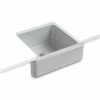 Budget 👏 KOHLER Whitehaven® 23-1/2 x 21-9/16 in. Cast Iron Single Bowl Farmhouse Kitchen Sink in Ice™ Grey 🎁