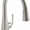 Cheap 💯 KOHLER Graze™ Single Handle Pull Down Kitchen Faucet in Vibrant® Stainless 🎁 -Kitchen and bathroom Sale Query 365