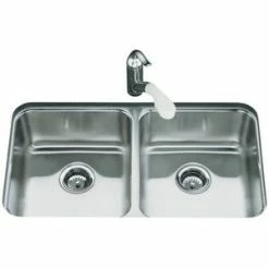Deals 😀 KOHLER Undertone® 31-1/2 x 18 in. No Hole Stainless Steel Double Bowl Undermount Kitchen Sink 🎉
