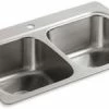 Budget ❤️ KOHLER Verse™ 33 x 22 in. 1-Hole Stainless Steel Double Bowl Drop-in Kitchen Sink 😉 1 Budget ❤️ KOHLER Verse™ 33 x 22 in. 1-Hole Stainless Steel Double Bowl Drop-in Kitchen Sink 😉 -Kitchen and bathroom Sale Query 374
