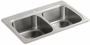 Budget ❤️ KOHLER Verse™ 33 x 22 in. 1-Hole Stainless Steel Double Bowl Drop-in Kitchen Sink 😉 3 Budget ❤️ KOHLER Verse™ 33 x 22 in. 1-Hole Stainless Steel Double Bowl Drop-in Kitchen Sink 😉
