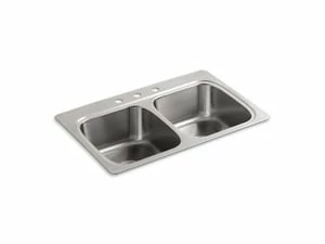 New 💯 KOHLER Verse™ 33 x 22 in. 3-Hole Stainless Steel Double Bowl Drop-in Kitchen Sink ❤️ 3 New 💯 KOHLER Verse™ 33 x 22 in. 3-Hole Stainless Steel Double Bowl Drop-in Kitchen Sink ❤️