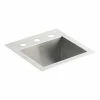 Promo ✔️ KOHLER Vault™ 15 x 15 in. 3 Hole Drop-in and Undermount Stainless Steel Bar Sink 🎁 2 Promo ✔️ KOHLER Vault™ 15 x 15 in. 3 Hole Drop-in and Undermount Stainless Steel Bar Sink 🎁 -Kitchen and bathroom Sale Query 379