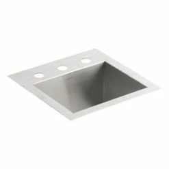 Promo ✔️ KOHLER Vault™ 15 x 15 in. 3 Hole Drop-in and Undermount Stainless Steel Bar Sink 🎁