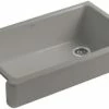 New 🎉 KOHLER Whitehaven® 35-1/2 x 21-9/16 in. Cast Iron Single Bowl Farmhouse Kitchen Sink with Short Apron in Cashmere 🎉 -Kitchen and bathroom Sale Query 38