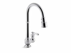 Hot Sale 😀 KOHLER Artifacts® Single Handle Pull Down Kitchen Faucet in Polished Chrome 🎁