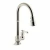 Cheapest 🔥 KOHLER Artifacts® Single Handle Pull Down Kitchen Faucet in Vibrant® Polished Nickel 🎉 -Kitchen and bathroom Sale Query 395
