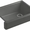 Brand new 👏 KOHLER Whitehaven® 29-1/2 x 21-9/16 in. Cast Iron Single Bowl Farmhouse Kitchen Sink with Short Apron in Thunder™ Grey ⭐ -Kitchen and bathroom Sale Query 398