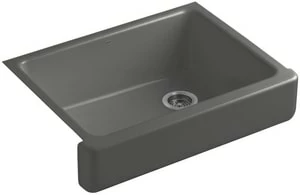 Brand new 👏 KOHLER Whitehaven® 29-1/2 x 21-9/16 in. Cast Iron Single Bowl Farmhouse Kitchen Sink with Short Apron in Thunder™ Grey ⭐ 3 Brand new 👏 KOHLER Whitehaven® 29-1/2 x 21-9/16 in. Cast Iron Single Bowl Farmhouse Kitchen Sink with Short Apron in Thunder™ Grey ⭐