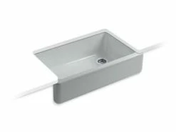 Cheapest 🔥 KOHLER Whitehaven® 35-11/16 x 21-9/16 in. Cast Iron Single Bowl Farmhouse Kitchen Sink in Ice™ Grey 😉