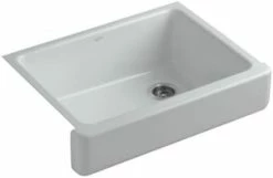 New ✨ KOHLER Whitehaven® 29-1/2 x 21-9/16 in. Cast Iron Single Bowl Farmhouse Kitchen Sink with Short Apron in Ice™ Grey 🎁