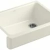 Cheapest 💯 KOHLER Whitehaven® 29-1/2 x 21-9/16 in. Cast Iron Single Bowl Farmhouse Kitchen Sink with Short Apron in Biscuit 🤩