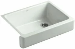 Buy 👍 KOHLER Whitehaven® 29-1/2 x 21-9/16 in. Cast Iron Single Bowl Farmhouse Kitchen Sink with Short Apron in Sea Salt™ 🛒