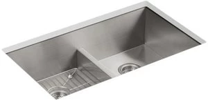 Budget 🛒 KOHLER Vault™ 33 x 22 in. 3-Hole Stainless Steel Double Bowl Dual Mount Kitchen Sink with Smart Divide and Sound Dampening 🥰 3 Budget 🛒 KOHLER Vault™ 33 x 22 in. 3-Hole Stainless Steel Double Bowl Dual Mount Kitchen Sink with Smart Divide and Sound Dampening 🥰