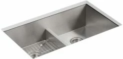 Coupon 🌟 KOHLER Vault™ 33 x 22 in. 4-Hole Stainless Steel Double Bowl Dual Mount Kitchen Sink with Smart Divide and Sound Dampening ✨