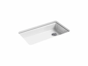 Deals 🎉 KOHLER Riverby® 33 x 22 in. 5 Hole Cast Iron Single Bowl Undermount Kitchen Sink in White 🔔 3 Deals 🎉 KOHLER Riverby® 33 x 22 in. 5 Hole Cast Iron Single Bowl Undermount Kitchen Sink in White 🔔