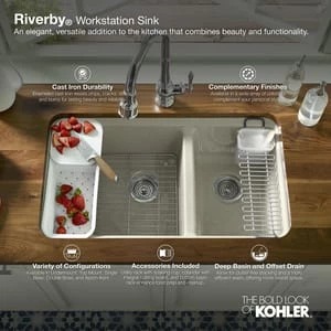 Deals 🎉 KOHLER Riverby® 33 x 22 in. 5 Hole Cast Iron Single Bowl Undermount Kitchen Sink in White 🔔 4 Deals 🎉 KOHLER Riverby® 33 x 22 in. 5 Hole Cast Iron Single Bowl Undermount Kitchen Sink in White 🔔 - Image 2