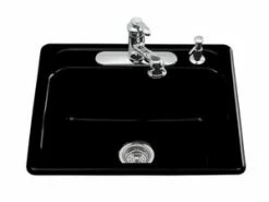 Flash Sale 😉 KOHLER Mayfield™ 25 x 22 in. 4 Hole Cast Iron Single Bowl Drop-in Kitchen Sink in Black Black™ 😍