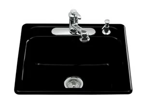 Flash Sale 😉 KOHLER Mayfield™ 25 x 22 in. 4 Hole Cast Iron Single Bowl Drop-in Kitchen Sink in Black Black™ 😍 3 Flash Sale 😉 KOHLER Mayfield™ 25 x 22 in. 4 Hole Cast Iron Single Bowl Drop-in Kitchen Sink in Black Black™ 😍