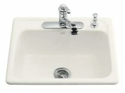 Wholesale ✨ KOHLER Mayfield™ 25 x 22 in. 4 Hole Cast Iron Single Bowl Drop-in Kitchen Sink in Biscuit ✨