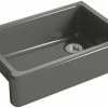 Promo 🛒 KOHLER Whitehaven® 32-11/16 x 21-9/16 in Cast Iron Single Bowl Farmhouse Kitchen Sink for Apron Front or Undermount Installation in Thunder™ Grey 😍
