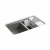 Outlet ⌛ KOHLER Riverby® 33 x 22 in. 5-Hole Cast Iron Double Bowl Undermount Kitchen Sink in Thunder™ Grey 😀 -Kitchen and bathroom Sale Query 421