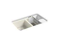 Best reviews of 🌟 KOHLER Riverby® 33 x 22 in. 5-Hole Cast Iron Double Bowl Undermount Kitchen Sink in Biscuit 😉