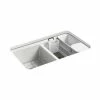 Budget 😉 KOHLER Riverby® 33 x 22 in. 5-Hole Cast Iron Double Bowl Undermount Kitchen Sink in Sea Salt™ ✨ -Kitchen and bathroom Sale Query 425