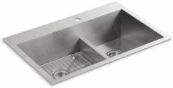 Top 10 🎁 KOHLER Vault™ 33 x 22 in. 1 Hole Stainless Steel Double Bowl Dual Mount Kitchen Sink 😀