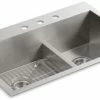 Best Sale 🧨 KOHLER Vault™ 33 x 22 in. 3 Hole Stainless Steel Double Bowl Dual Mount Kitchen Sink 😉 -Kitchen and bathroom Sale Query 439