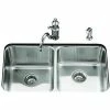 Cheapest 🧨 KOHLER Undertone® 31-1/2 x 18 in. No Hole Stainless Steel Double Bowl Undermount Kitchen Sink 🔔 1 Cheapest 🧨 KOHLER Undertone® 31-1/2 x 18 in. No Hole Stainless Steel Double Bowl Undermount Kitchen Sink 🔔 -Kitchen and bathroom Sale Query 456