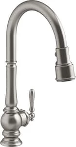 Cheapest ❤️ KOHLER Artifacts® Single Handle Pull Down Touchless Kitchen Faucet with Magnetic Docking, Sweep Spray and BerrySoft Technology in Vibrant® Stainless ⌛