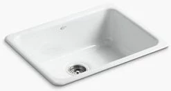 Hot Sale ✔️ KOHLER Iron/Tones® 24-1/4 x 18-3/4 in. No Hole Cast Iron Single Bowl Dual Mount Kitchen Sink in White ⌛