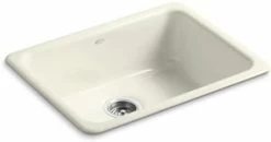 Coupon ⌛ KOHLER Iron/Tones® 24-1/4 x 18-3/4 in. No Hole Cast Iron Single Bowl Dual Mount Kitchen Sink in Biscuit 🎉