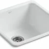 Best deal 🔔 KOHLER Iron/Tones® 20-7/8 x 20-7/8 in. No Hole Cast Iron Single Bowl Dual Mount Kitchen Sink in White ✔️ -Kitchen and bathroom Sale Query 468