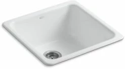 Best deal 🔔 KOHLER Iron/Tones® 20-7/8 x 20-7/8 in. No Hole Cast Iron Single Bowl Dual Mount Kitchen Sink in White ✔️