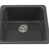 Brand new 👏 KOHLER Iron/Tones® 20-7/8 x 20-7/8 in. No Hole Cast Iron Single Bowl Dual Mount Kitchen Sink in Black Black™ 👏