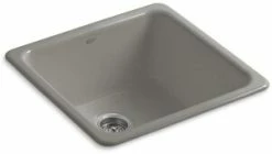 Outlet 💯 KOHLER Iron/Tones® 20-7/8 x 20-7/8 in. No Hole Cast Iron Single Bowl Dual Mount Kitchen Sink in Cashmere ❤️