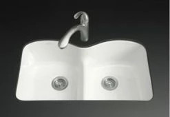Brand new ⌛ KOHLER Langlade® 33 x 22 in. 5 Hole Cast Iron Double Bowl Undermount Kitchen Sink in White ✔️
