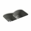 Outlet 😀 KOHLER Langlade® 33 x 22 in. 5 Hole Cast Iron Double Bowl Undermount Kitchen Sink in Thunder™ Grey 🎉 -Kitchen and bathroom Sale Query 477