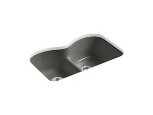 Outlet 😀 KOHLER Langlade® 33 x 22 in. 5 Hole Cast Iron Double Bowl Undermount Kitchen Sink in Thunder™ Grey 🎉 3 Outlet 😀 KOHLER Langlade® 33 x 22 in. 5 Hole Cast Iron Double Bowl Undermount Kitchen Sink in Thunder™ Grey 🎉