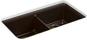 Best Sale 😀 KOHLER Cairn® 33-1/2 x 18-5/16 in. No Hole Composite Double Bowl Undermount Kitchen Sink in Matte Brown 🛒 3 Best Sale 😀 KOHLER Cairn® 33-1/2 x 18-5/16 in. No Hole Composite Double Bowl Undermount Kitchen Sink in Matte Brown 🛒