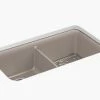 New ✔️ KOHLER Cairn® 33-1/2 x 18-5/16 in. No Hole Composite Double Bowl Undermount Kitchen Sink in Matte Toupe 💯 -Kitchen and bathroom Sale Query 485