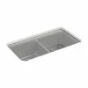 Best Pirce ❤️ KOHLER Cairn® 33-1/2 x 18-5/16 in. No Hole Composite Double Bowl Undermount Kitchen Sink in Matte Grey 🧨 -Kitchen and bathroom Sale Query 486