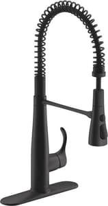 Best Pirce 🛒 KOHLER Simplice® Single Handle Pull Down Semi-Professional Kitchen Faucet with Three-Function Spray, Magnetic Docking and MasterClean Technology in Matte Black ❤️