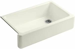 Hot Sale 🥰 KOHLER Whitehaven® 35-11/16 x 21-9/16 in. Cast Iron Single Bowl Farmhouse Kitchen Sink in Biscuit 💯 3 Hot Sale 🥰 KOHLER Whitehaven® 35-11/16 x 21-9/16 in. Cast Iron Single Bowl Farmhouse Kitchen Sink in Biscuit 💯